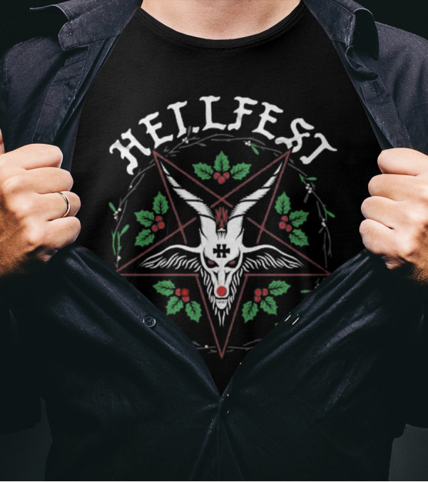 Hellfest Santa Classic Pentagram Goat Wreath T-Shirt