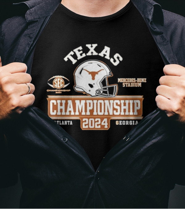 Texas Longhorns SEC Championship 2024 Helmet Mercedes-Benz Stadium Atlanta Georgia T-Shirt