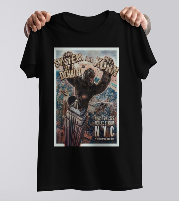 System Of A Down And Korn NYC MetLife Stadium August 28 2025 Plus Poliphia And Wisp T-Shirt