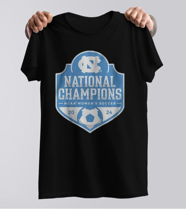 UNC Women's Soccer NCAA 2024 National Champions Badge T-Shirt