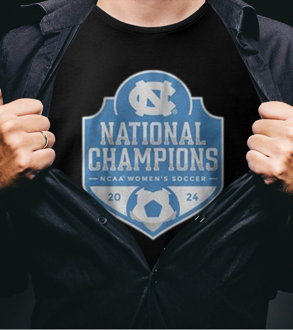UNC Women's Soccer NCAA 2024 National Champions Badge T-Shirt