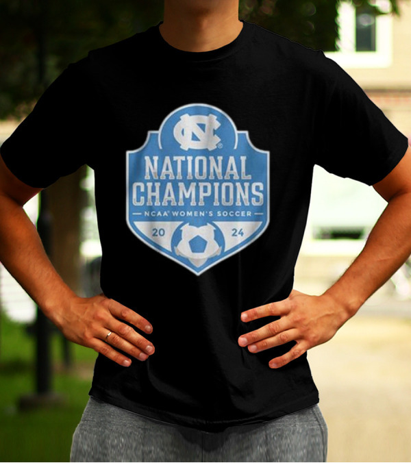 UNC Women's Soccer NCAA 2024 National Champions Badge T-Shirt