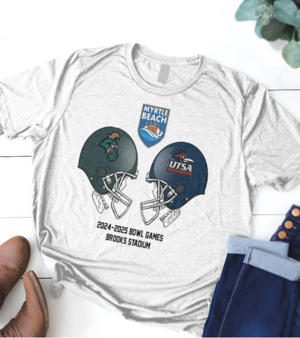 Myrtle Beach Bowl NCAA 2024-2025 Coastal Carolina Vs UTSA Head To Head At Brooks Stadium T-Shirt