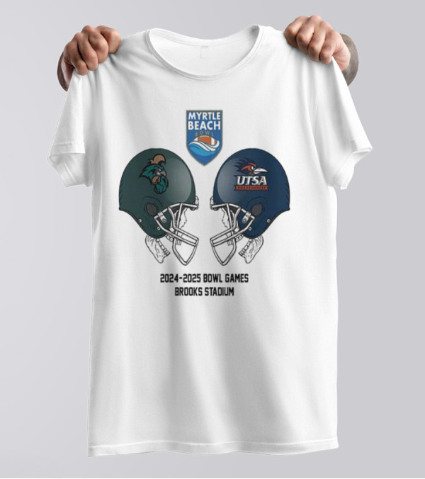 Myrtle Beach Bowl NCAA 2024-2025 Coastal Carolina Vs UTSA Head To Head At Brooks Stadium T-Shirt