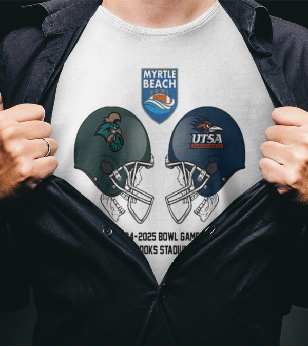 Myrtle Beach Bowl NCAA 2024-2025 Coastal Carolina Vs UTSA Head To Head At Brooks Stadium T-Shirt