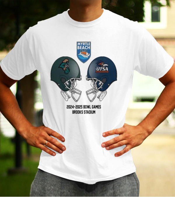 Myrtle Beach Bowl NCAA 2024-2025 Coastal Carolina Vs UTSA Head To Head At Brooks Stadium T-Shirt
