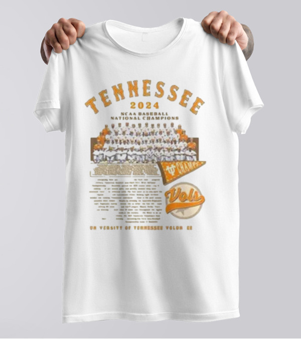 Tennessee 2024 NCAA Baseball National Champions University Of Tennessee Volunteers Vols T-Shirt