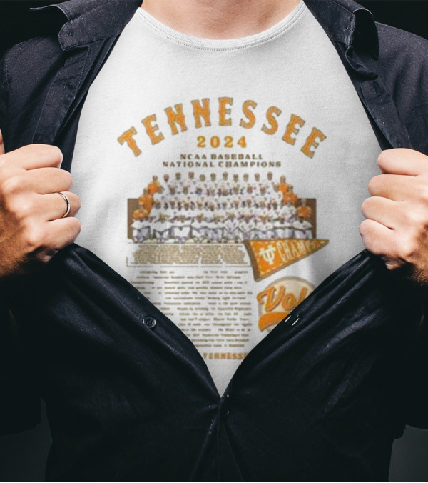Tennessee 2024 NCAA Baseball National Champions University Of Tennessee Volunteers Vols T-Shirt