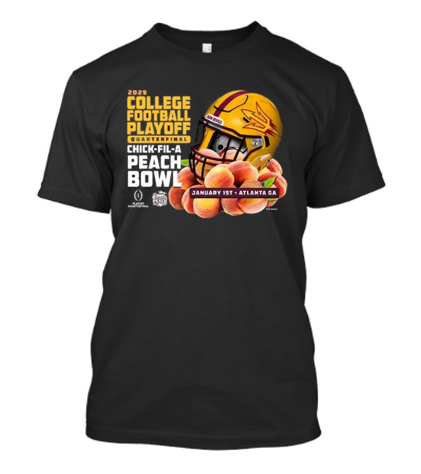 2025 College Football Playoff Quarterfinal Chick-Fil-A Peach Bowl Arizona State Sun Devils Helmet January 1st Atlanta GA T-Shirt