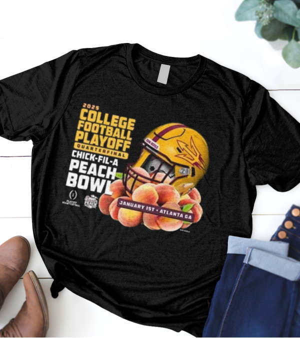 2025 College Football Playoff Quarterfinal Chick-Fil-A Peach Bowl Arizona State Sun Devils Helmet January 1st Atlanta GA T-Shirt