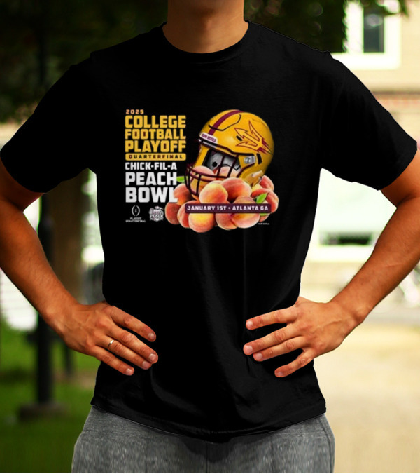 2025 College Football Playoff Quarterfinal Chick-Fil-A Peach Bowl Arizona State Sun Devils Helmet January 1st Atlanta GA T-Shirt