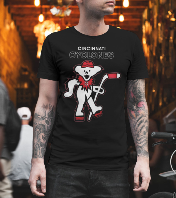 Cincinnati Cyclones Hockey With Grateful Dead Style Bear 2025 T-Shirt