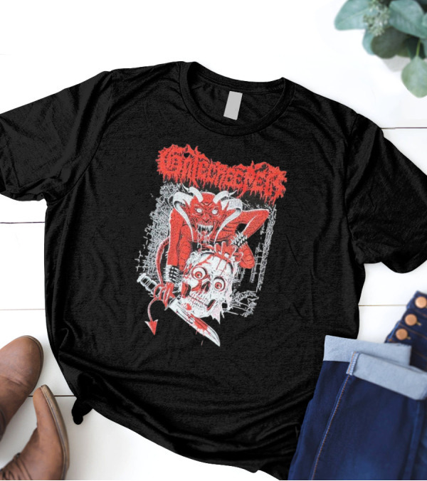 Gatecreeper Skinned Red Demon Skull Knife T-Shirt