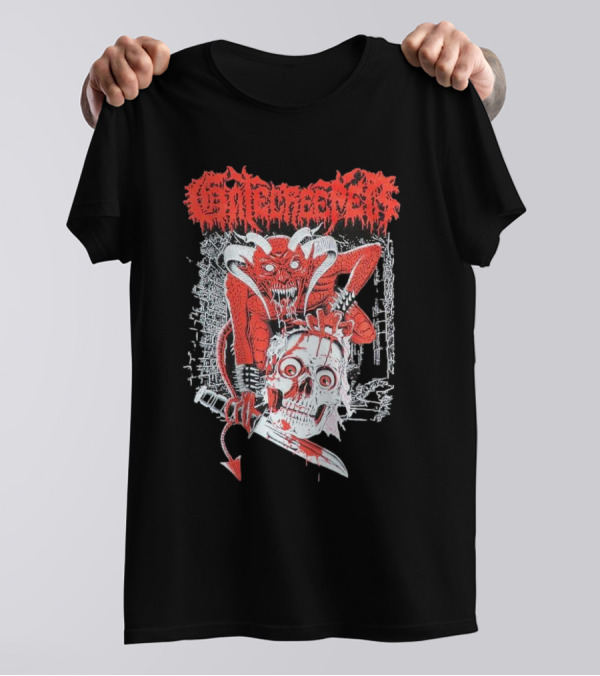Gatecreeper Skinned Red Demon Skull Knife T-Shirt