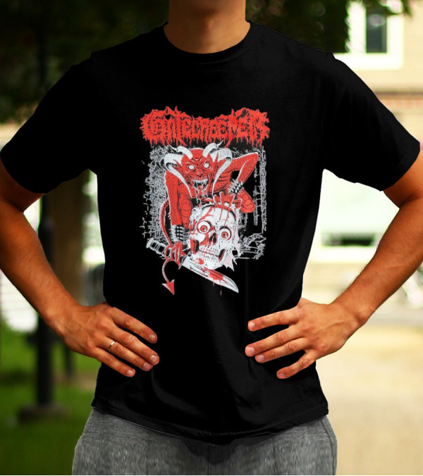 Gatecreeper Skinned Red Demon Skull Knife T-Shirt