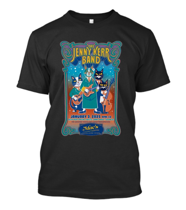 The Jenny Kerr Band January 3 2025 At Mac's With Special Guests At 19 Broadway Fairfax T-Shirt