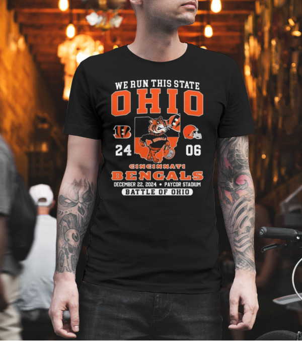 We Run This State Ohio Cincinnati Bengals Mascot December 22 2024 Paycor Stadium Battle Of Ohio T-Shirt