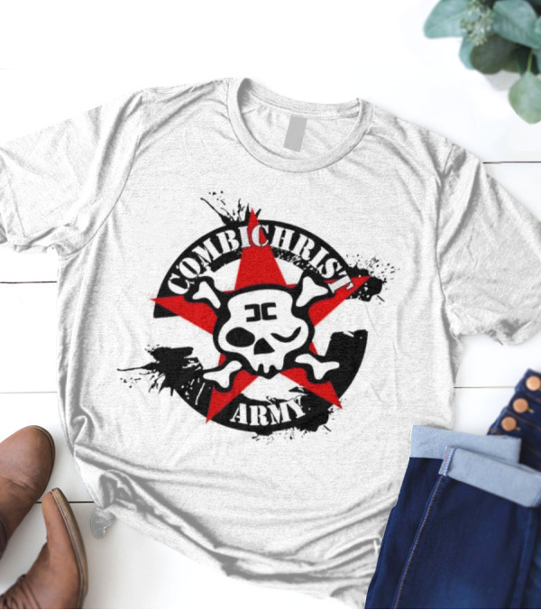 Combichrist Army Skull And Crossbones Red Star T-Shirt
