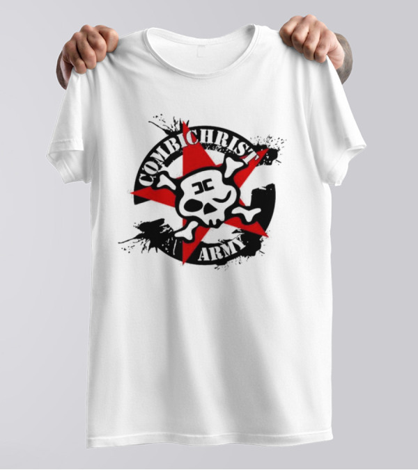 Combichrist Army Skull And Crossbones Red Star T-Shirt