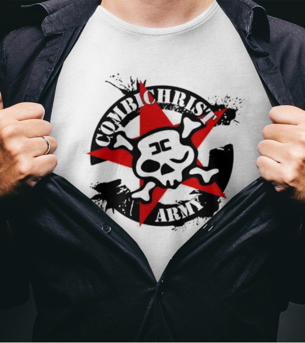 Combichrist Army Skull And Crossbones Red Star T-Shirt