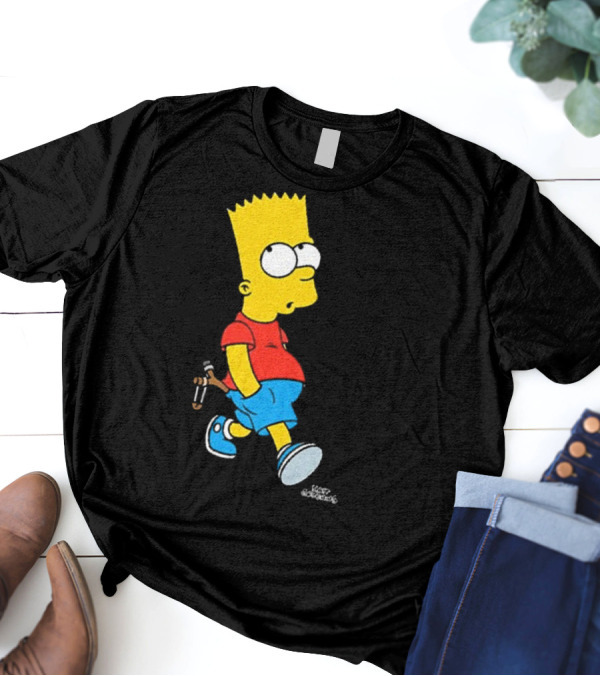 0th Century The Simpsons Bart Simpson With Slingshot Drawing T-Shirt