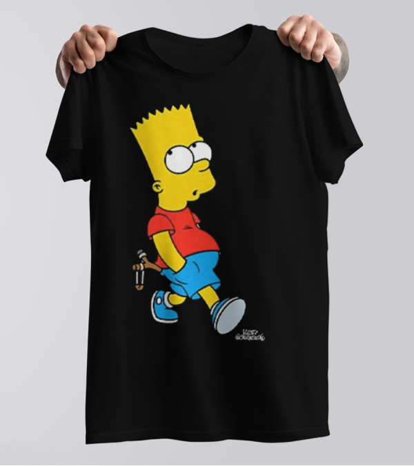 0th Century The Simpsons Bart Simpson With Slingshot Drawing T-Shirt