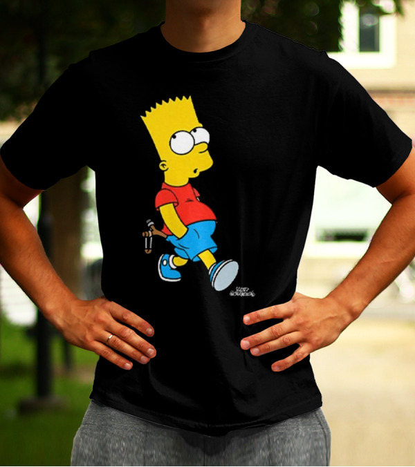 0th Century The Simpsons Bart Simpson With Slingshot Drawing T-Shirt