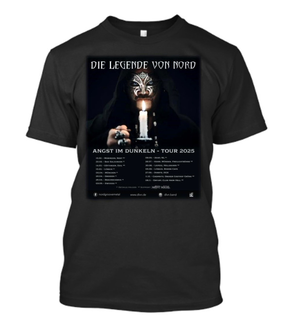 Die Legende Von Nord Angst Im Dunkeln Tour 2025 European Metal Concert Dates Candle Mask T-Shirt