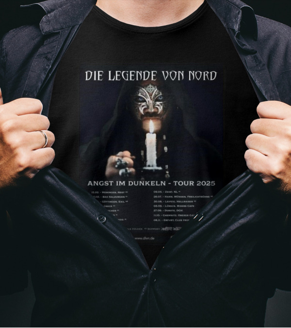 Die Legende Von Nord Angst Im Dunkeln Tour 2025 European Metal Concert Dates Candle Mask T-Shirt
