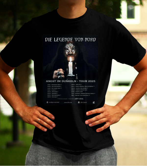 Die Legende Von Nord Angst Im Dunkeln Tour 2025 European Metal Concert Dates Candle Mask T-Shirt