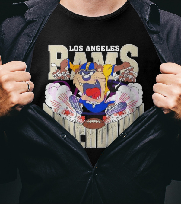 Los Angeles Rams Touchdown Tasmanian Devil NFL 2025 T-Shirt
