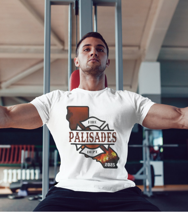 California Republic Palisades Fire Dept 2025 Badge With State And Flames T-Shirt