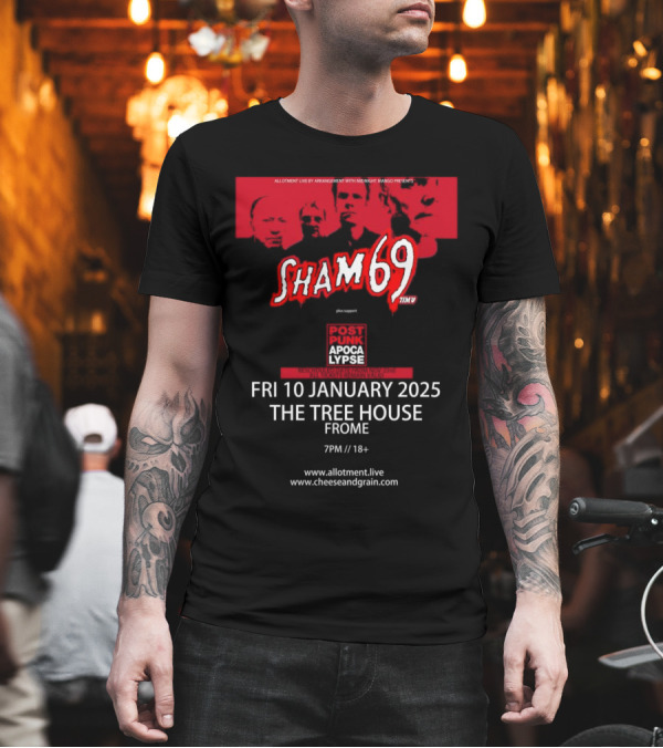 Sham 69 Post Punk Apocalypse 10 January 2025 The Tree House Frome Concert Event T-Shirt