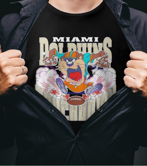 Miami Dolphins Touchdown NFL Tasmanian Devil 2025 Football Sprint T-Shirt