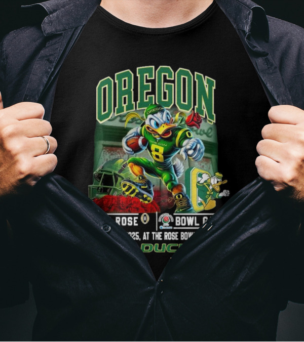 Oregon Ducks 2025 Rose Bowl Game Mascot January 1 At Rose Bowl Stadium Go Ducks T-Shirt