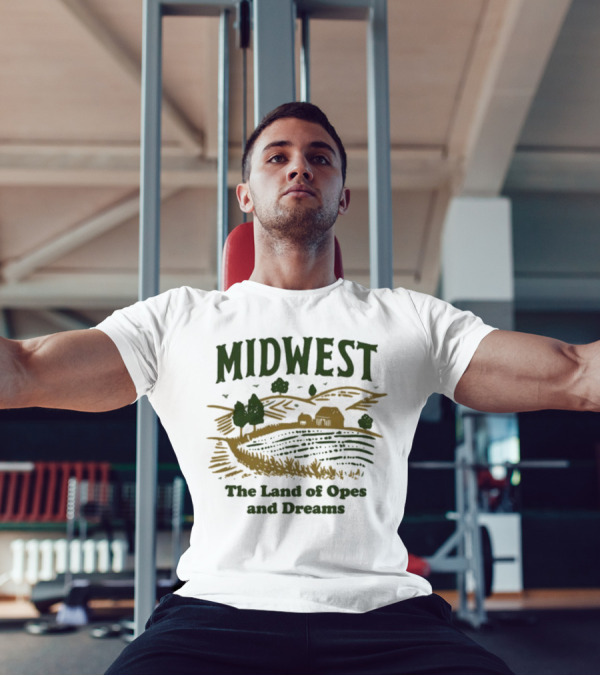 Midwest The Land Of Opes And Dreams Farms Fields Rural Landscape Lucy Jaynes T-Shirt