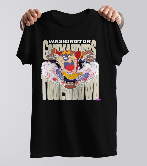 Washington Commanders Touchdown NFL Tasmanian Devil Sports Graphic 2025 T-Shirt