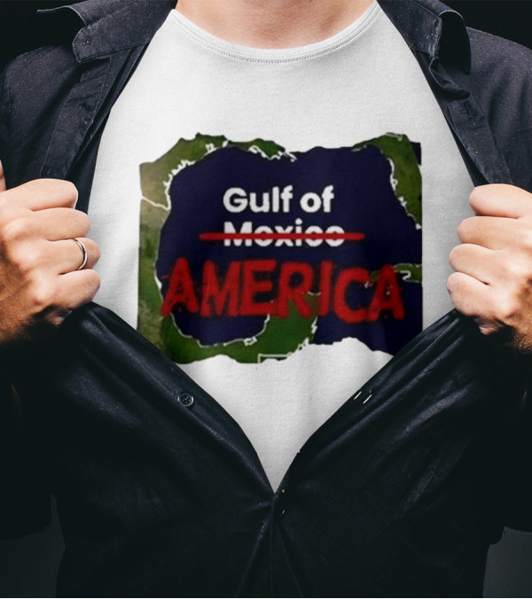 Gulf Of America Map Text T-Shirt
