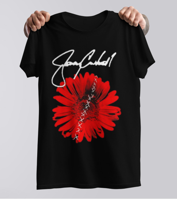 Jerry Cantrell Red Flower With Signature And Cross Stitch T-Shirt
