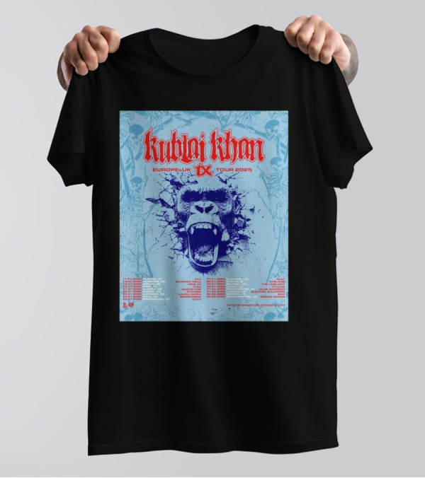 Kublai Khan TX Europe UK Tour 2025 Scream Poster With Dates T-Shirt