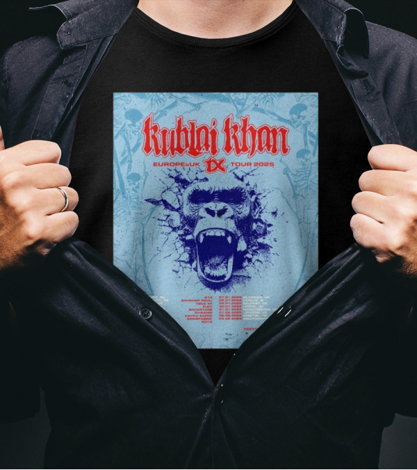 Kublai Khan TX Europe UK Tour 2025 Scream Poster With Dates T-Shirt