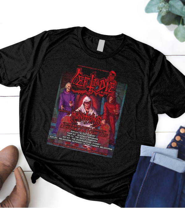 Your Mate Bookings Australian Tour 2025 Left To Die Scream Bloody Leprosy With Munitions T-Shirt