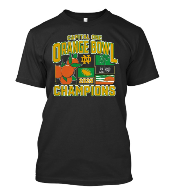 Capital One Orange Bowl 2025 Champions Notre Dame Fighting Irish Victory T-Shirt