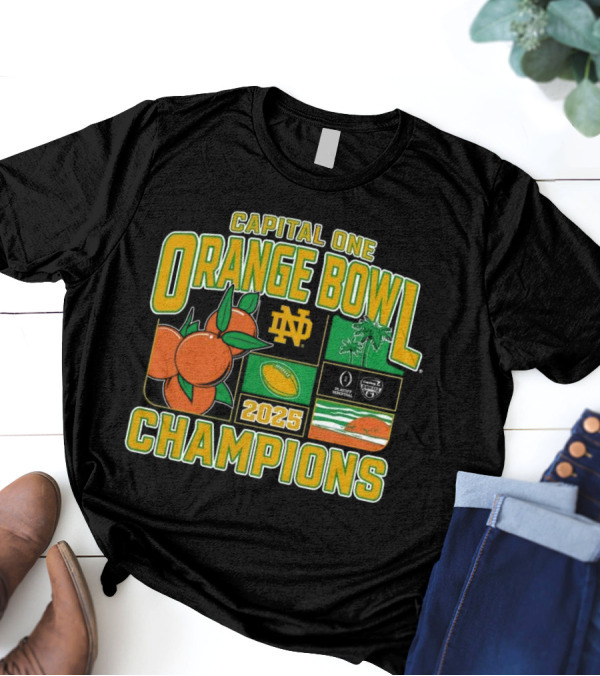 Capital One Orange Bowl 2025 Champions Notre Dame Fighting Irish Victory T-Shirt