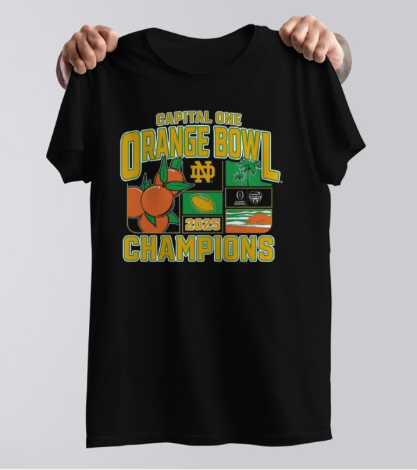 Capital One Orange Bowl 2025 Champions Notre Dame Fighting Irish Victory T-Shirt