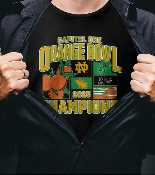 Capital One Orange Bowl 2025 Champions Notre Dame Fighting Irish Victory T-Shirt