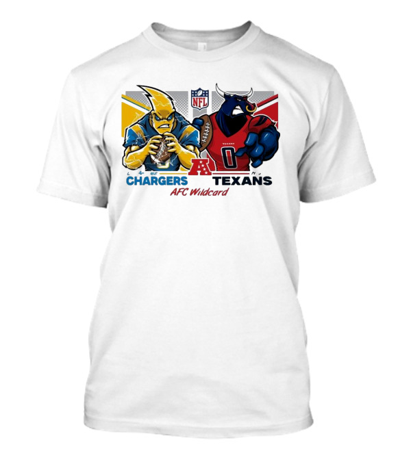 Los Angeles Chargers Vs Houston Texans NFL Playoffs AFC Wild Card Matchup Mascot Showdown T-Shirt