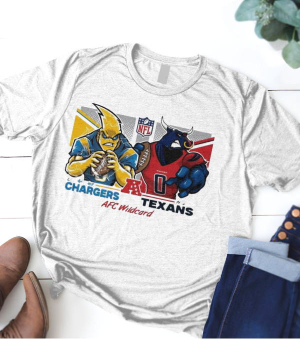 Los Angeles Chargers Vs Houston Texans NFL Playoffs AFC Wild Card Matchup Mascot Showdown T-Shirt