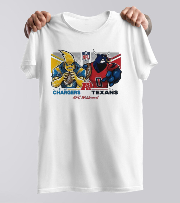 Los Angeles Chargers Vs Houston Texans NFL Playoffs AFC Wild Card Matchup Mascot Showdown T-Shirt
