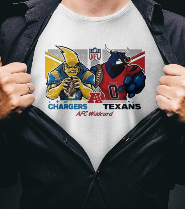 Los Angeles Chargers Vs Houston Texans NFL Playoffs AFC Wild Card Matchup Mascot Showdown T-Shirt